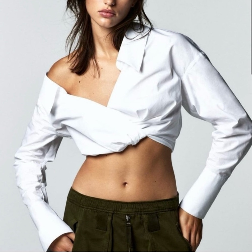 Pleated crop shirt white 8512/545